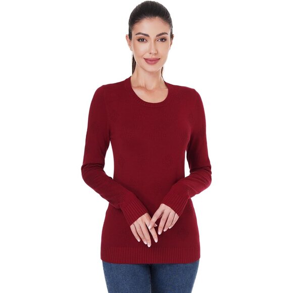 Women Knit Sweater Crew Neck Long Sleeve Casual Basic Pullover Lightweight - Picture 3 of 4